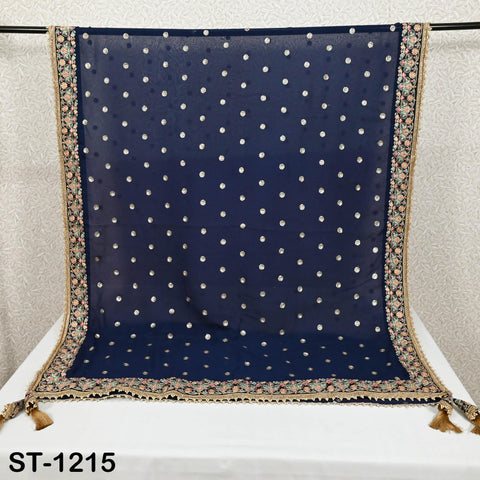 Blue Georgette Designer Dupatta for women, Bridal Wedding lehenga Chunni/Veil Sequin Scarf Indian Ethnic Dress Stole Ideal Gift Bridesmaid