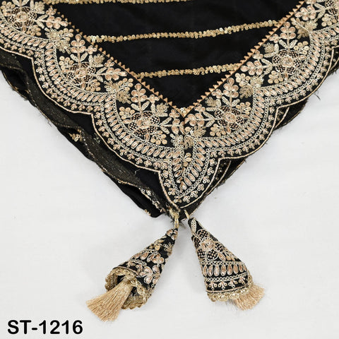 Black Chiffon Designer Silk Dupatta for women, Bridal Wedding lehenga Chunni/Veil Sequin Scarf Indian Ethnic Dress Stole Gift Bridesmaid