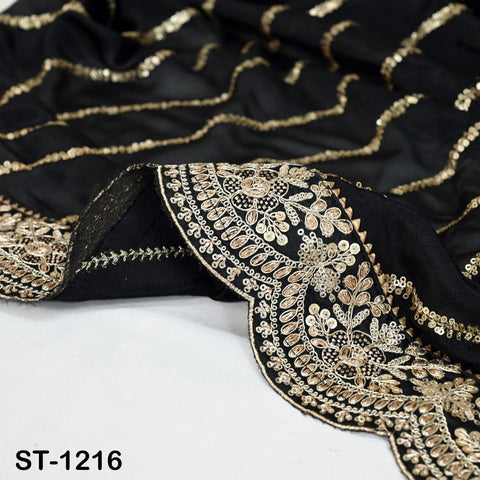 Black Chiffon Designer Silk Dupatta for women, Bridal Wedding lehenga Chunni/Veil Sequin Scarf Indian Ethnic Dress Stole Gift Bridesmaid