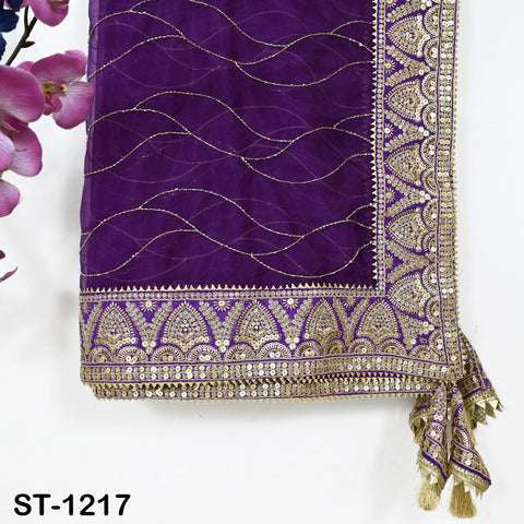 Purple Organza Designer Dupatta for women, Bridal Wedding lehenga Chunni/Veil Beads Sequin Scarf Indian Ethnic Dress Stole Gift Bridesmaid