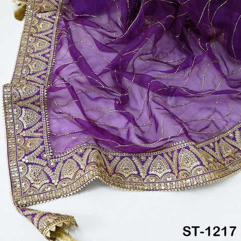 Purple Organza Designer Dupatta for women, Bridal Wedding lehenga Chunni/Veil Beads Sequin Scarf Indian Ethnic Dress Stole Gift Bridesmaid