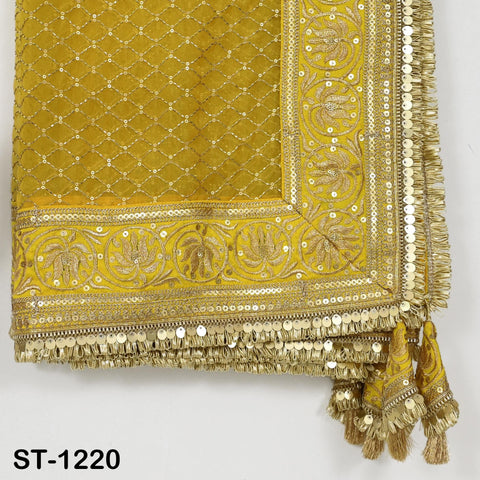 Yellow Organza Designer Dupatta for women, Bridal Wedding lehenga Chunni/Veil Beads Sequin Scarf Indian Ethnic Dress Stole Gift Bridesmaid