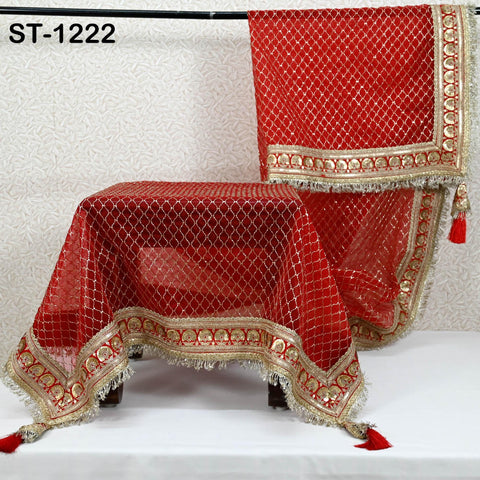 Red Organza Designer Dupatta for women, Bridal Wedding lehenga Chunni/Veil Beads Sequin Scarf Indian Ethnic Dress Stole Gift Bridesmaid