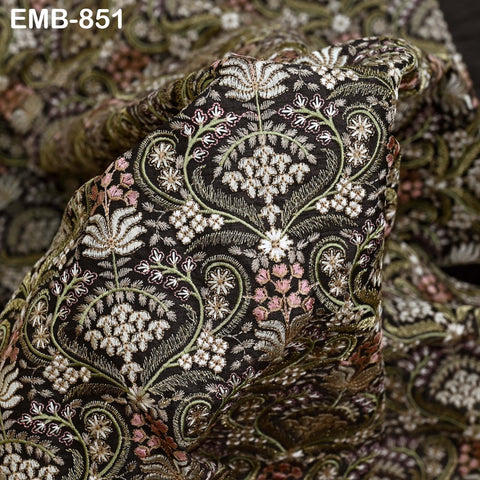 Indian Embroidery Fabric by the yard Embroidered Wedding Costumes Fabric Regency Reticules Victorian Handbags Marie Antoinette Junk Journals