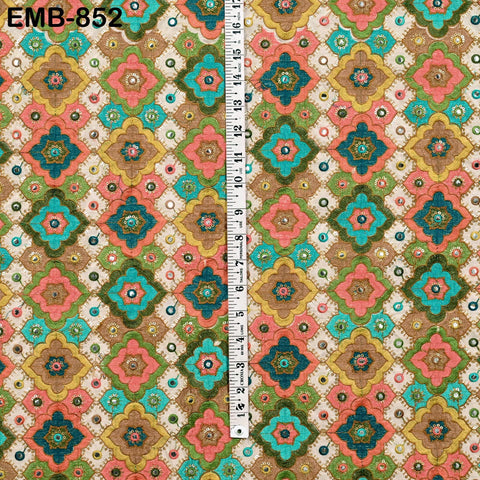 Indian Embroidery Fabric by the yard Embroidered Wedding Costumes Fabric Regency Reticules Victorian Handbags Marie Antoinette Junk Journals