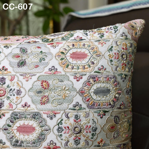 Geometric Embroidered Cushion cover Sham | Pastel color Embroidered Throw Pillow | Tribal Bohemian Sofa Decor | Handmade Cover Turkish kilim