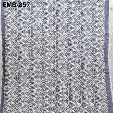 Grey Embroidered Fabric by the yard Sewing Indian Embroidery Cloth Wedding Dress Costumes Regency Reticules Victorian Handbags Junk Journals