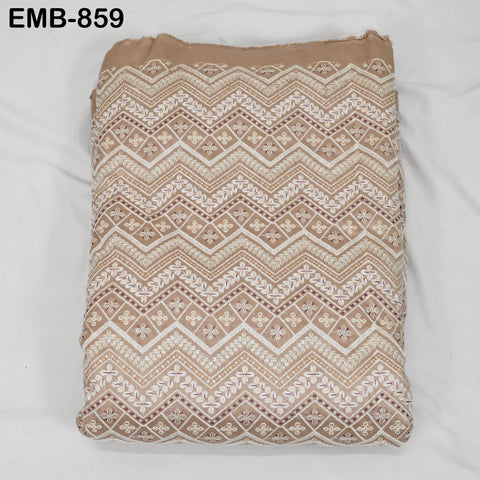 Peach Embroidered Fabric by the yard Sewing Indian Embroidery Cloth Wedding Dress Costumes Regency Reticules Victorian Handbag Junk Journals