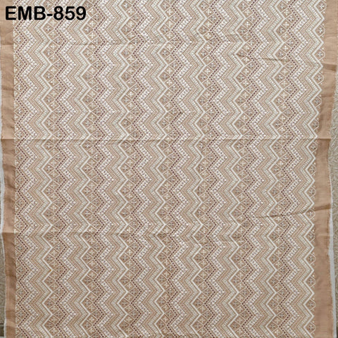 Peach Embroidered Fabric by the yard Sewing Indian Embroidery Cloth Wedding Dress Costumes Regency Reticules Victorian Handbag Junk Journals