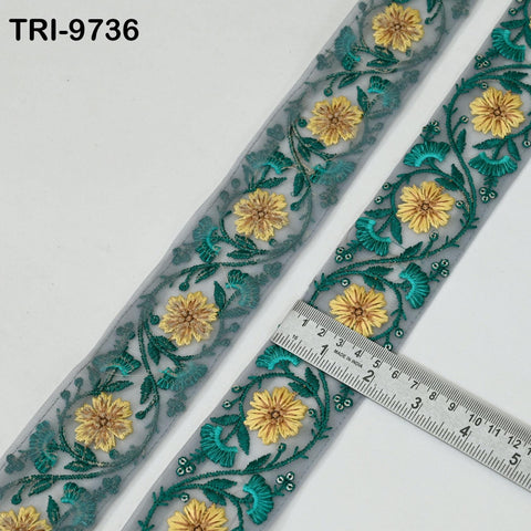 9 Yard Embroidery Ribbons Indian 5cm Trim DIY Crafting Hair Accessories Sari Border Wedding Sewing Dress Embroidered Embellishment Trimmings