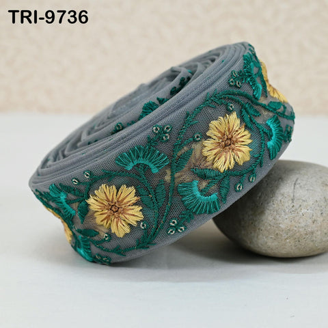 9 Yard Embroidery Ribbons Indian 5cm Trim DIY Crafting Hair Accessories Sari Border Wedding Sewing Dress Embroidered Embellishment Trimmings