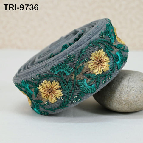 3 Yard Embroidery Ribbons Indian Trim DIY Crafting Hair Accessories Sari Border Wedding Sewing Dress Embroidered Embellishment Trimmings 5cm