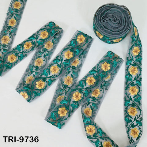 9 Yard Embroidery Ribbons Indian 5cm Trim DIY Crafting Hair Accessories Sari Border Wedding Sewing Dress Embroidered Embellishment Trimmings