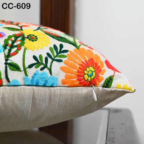 Boho Embroidered Cushion Cover | Decorative Pillowcase | Embroidered Throw Pillow | Home Decor Gifts for House Warming, Festive, Wedding