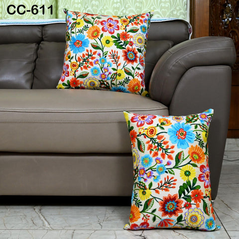 Embroidered Cushion Cover | Handmade Embroidery Throw Pillow | Floral Home Decor | Decorative House Warming Bridal Shower Wedding Gifts