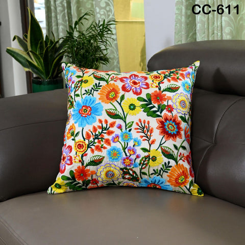 Embroidered Cushion Cover | Handmade Embroidery Throw Pillow | Floral Home Decor | Decorative House Warming Bridal Shower Wedding Gifts
