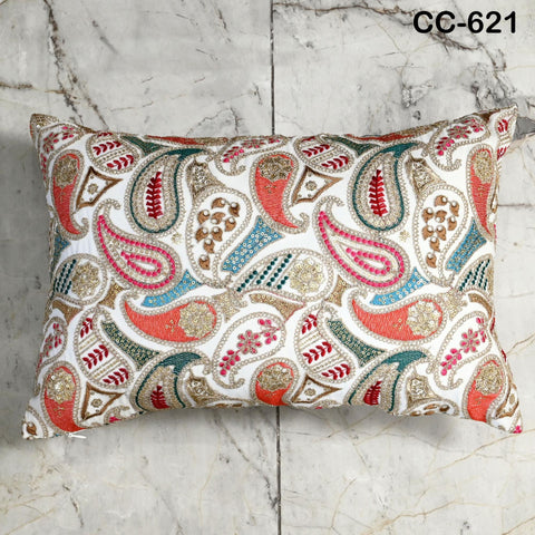 Embroidered Pillowcase | Indian Handmade Embroidery Throw Pillow cover Decorative Body Sham, Cushion Cover Boho Home Decor HouseWarming Gift