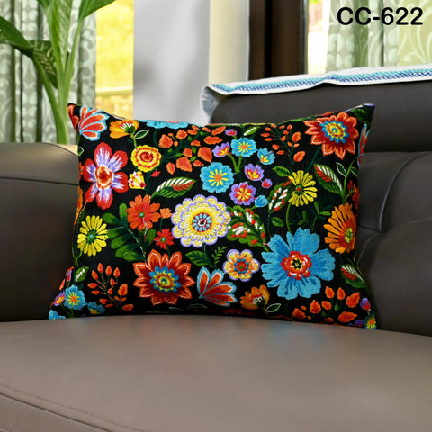 Embroidered Pillowcase | Multicolor Handmade Embroidery Throw Pillow cover Euro Body Sham, Cushion Cover Boho Home Decor HouseWarming Gift