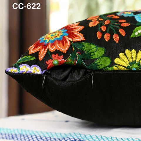 Embroidered Pillowcase | Multicolor Handmade Embroidery Throw Pillow cover Euro Body Sham, Cushion Cover Boho Home Decor HouseWarming Gift