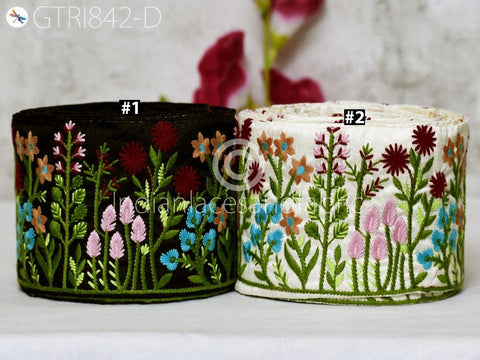 9 Yard Floral Embroidered Fabric Trim Indian DIY Crafting Laces Sari Border Saree Ribbon Beach Bags Headband Summer Dress Embellishment