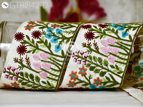 9 Yard Floral Embroidered Fabric Trim Indian DIY Crafting Laces Sari Border Saree Ribbon Beach Bags Headband Summer Dress Embellishment