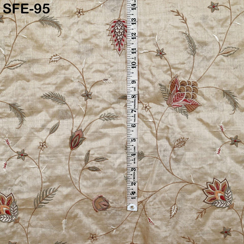 Pure Tussar Silk Embroidery Fabric by the yard Indian Embroidered Raw Silk Wild Natural Handmade Peace Silk Tussah Dresses Material Costumes