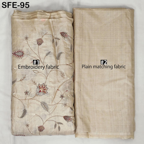 Pure Tussar Silk Embroidery Fabric by the yard Indian Embroidered Raw Silk Wild Natural Handmade Peace Silk Tussah Dresses Material Costumes