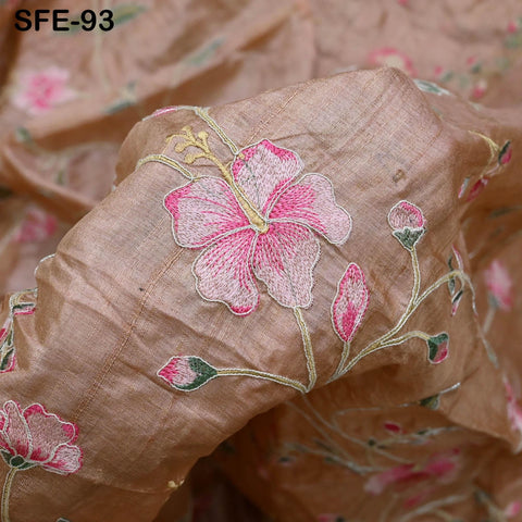 Pure Tussar Silk Embroidery Fabric by the yard Indian Embroidered Raw Silk Wild Natural Handmade Peace Silk Tussah Dresses Material Costumes