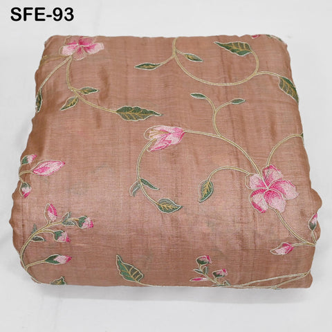 Pure Tussar Silk Embroidery Fabric by the yard Indian Embroidered Raw Silk Wild Natural Handmade Peace Silk Tussah Dresses Material Costumes