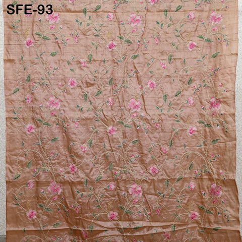 Pure Tussar Silk Embroidery Fabric by the yard Indian Embroidered Raw Silk Wild Natural Handmade Peace Silk Tussah Dresses Material Costumes