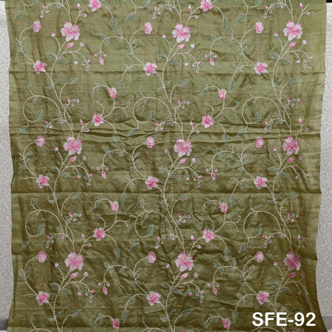 Pure Tussar Silk Embroidery Fabric by the yard Indian Embroidered Raw Silk Wild Natural Handmade Peace Silk Tussah Dresses Material Costumes