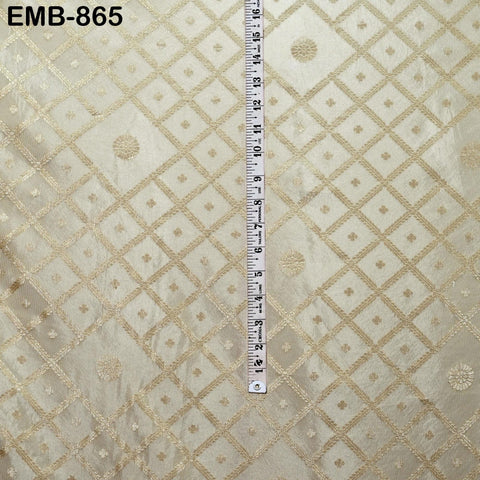 Champagne Gold Embroidery Fabric by the Yard Embroidered Viscose Sewing Indian Wedding Lehenga Skirt Festival Women Dress Material Textile