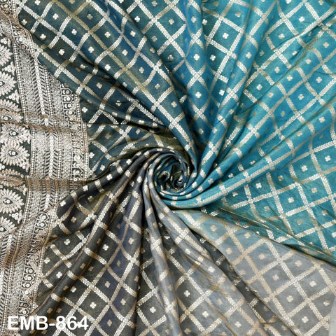 Grey Gold Embroidery Fabric by the Yard Embroidered Viscose Sewing Indian Wedding Lehenga Skirt Attire Festival Women Dress Material Textile