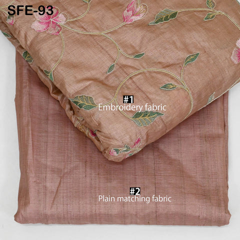 Pure Tussar Silk Embroidery Fabric by the yard Indian Embroidered Raw Silk Wild Natural Handmade Peace Silk Tussah Dresses Material Costumes