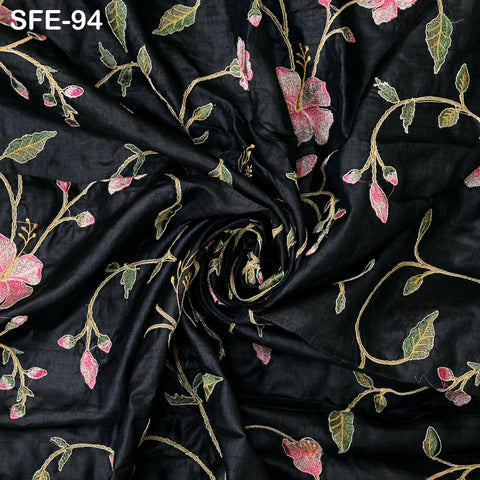 Pure Tussar Silk Embroidery Fabric by the yard Indian Embroidered Raw Silk Wild Natural Handmade Peace Silk Tussah Dresses Material Costumes