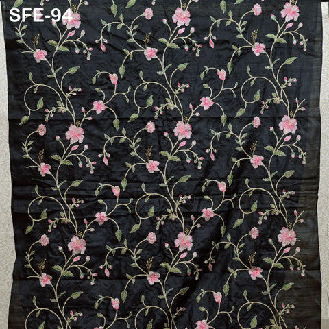 Pure Tussar Silk Embroidery Fabric by the yard Indian Embroidered Raw Silk Wild Natural Handmade Peace Silk Tussah Dresses Material Costumes