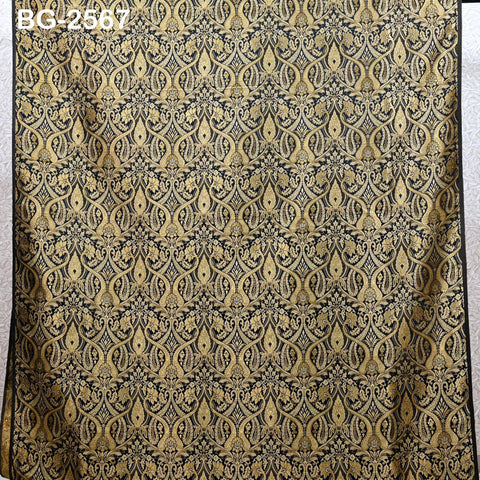 Black Brocade Fabric by Yard Historic Costume Indian Banarasi Wedding Dress Material Banaras Knee Length Coat Sewing Upholstery Drapery