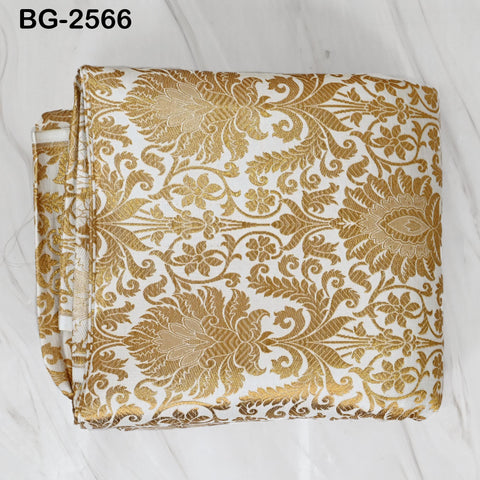 Brocade Fabric Ivory Banaras Wedding Dress Textile Blended by the Yard Theatrical Costumes Home Decor Marie Antoinette Renaissance Dresses