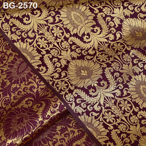 Brocade Fabric Wine Banaras Wedding Dress Textile Blended by the Yard Theatrical Costumes Home Decor Marie Antoinette Renaissance Dresses