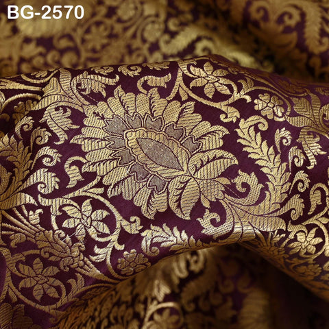Brocade Fabric Wine Banaras Wedding Dress Textile Blended by the Yard Theatrical Costumes Home Decor Marie Antoinette Renaissance Dresses