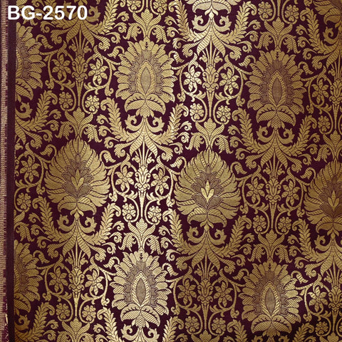 Brocade Fabric Wine Banaras Wedding Dress Textile Blended by the Yard Theatrical Costumes Home Decor Marie Antoinette Renaissance Dresses