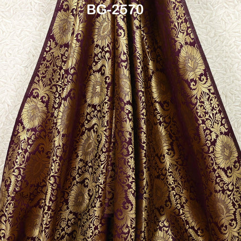 Brocade Fabric Wine Banaras Wedding Dress Textile Blended by the Yard Theatrical Costumes Home Decor Marie Antoinette Renaissance Dresses