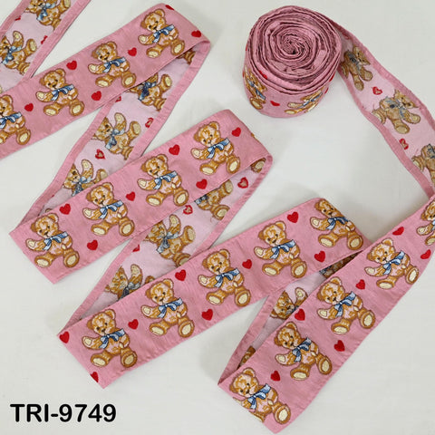 3 Yard Teddy Bear Embroidery Ribbon Indian Sari Border Embroidered DIY Crafting Sewing Junk Journals Kids Costumes Home Decor Trimming 6cm
