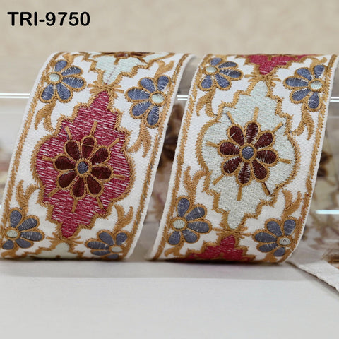 9 Yard Indian Embroidery Ribbon Embellishment Fabric 5cm Trim Embroidered Dog Collars Crafting Costumes Junk Journals Beach Bag Shoes making