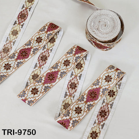 9 Yard Indian Embroidery Ribbon Embellishment Fabric 5cm Trim Embroidered Dog Collars Crafting Costumes Junk Journals Beach Bag Shoes making