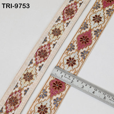 9 Yard Indian Embroidery Ribbon Embellishment Fabric 5cm Trim Embroidered Dog Collars Crafting Costumes Junk Journals Beach Bag Shoes making