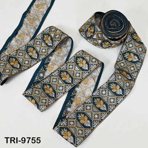 9 Yard Embroidery Ribbons Trim Embellishment Embroidered Saree Border Theatrical Costumes DIY Crafting Sew Holidays Wreaths Decor Teal 9cm