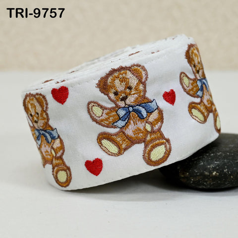 9 Yard Teddy Bear Embroidery Ribbon 6cm Indian Sari Border Embroidered DIY Crafting Sewing Junk Journals Kids Costumes Home Decor Trimming