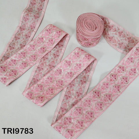 9 Yard Embroidery Ribbons Trim Embellishment Embroidered Saree Border Theatrical Costumes DIY Crafting Sew Holidays Wreaths Decor Pink 9cm