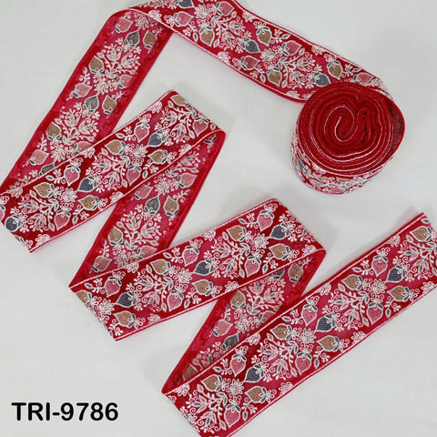9 Yard Embroidery Ribbons Trim Embellishment Embroidered Saree Border Theatrical Costumes DIY Crafting Sew Holidays Wreaths Decor Red 8cm